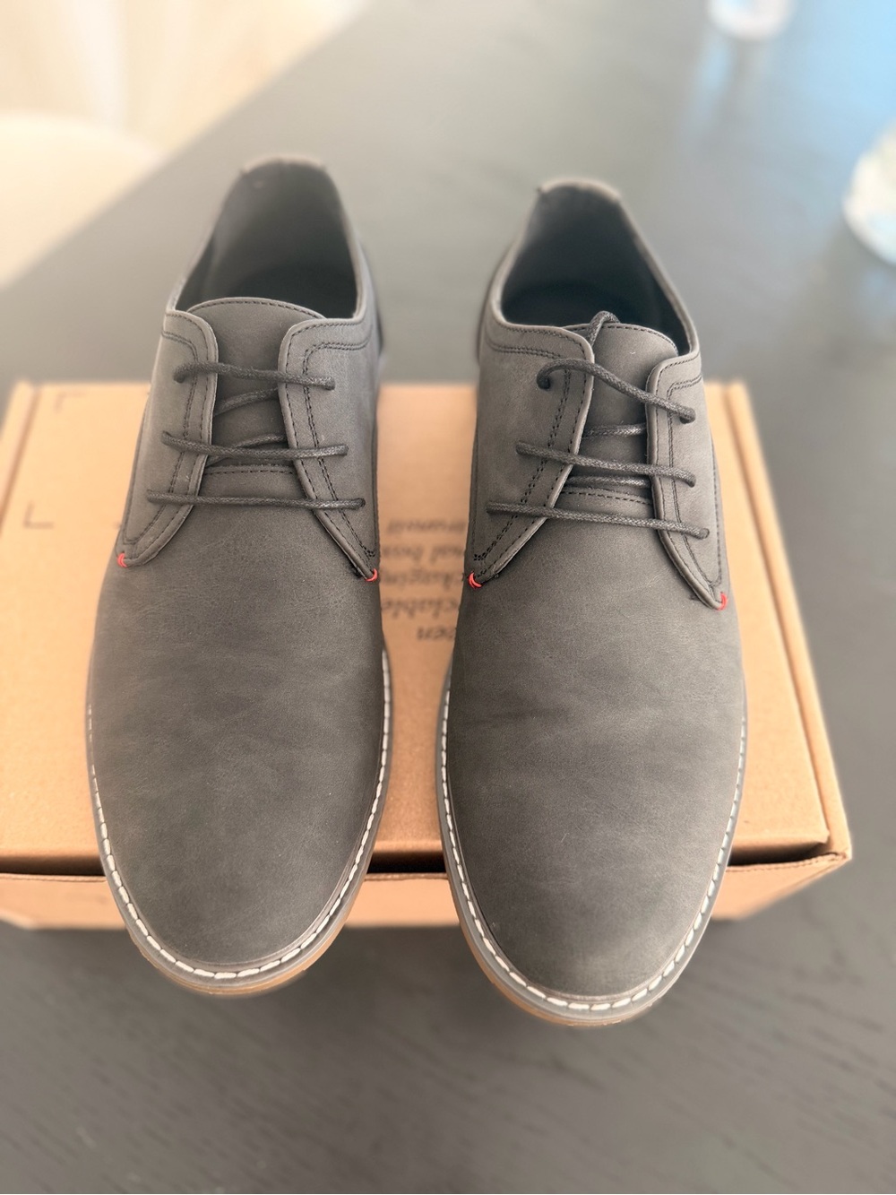 Jousen Mens Size 10.5 Black Faux Suede Oxford Business Casual Laced Dress Shoes